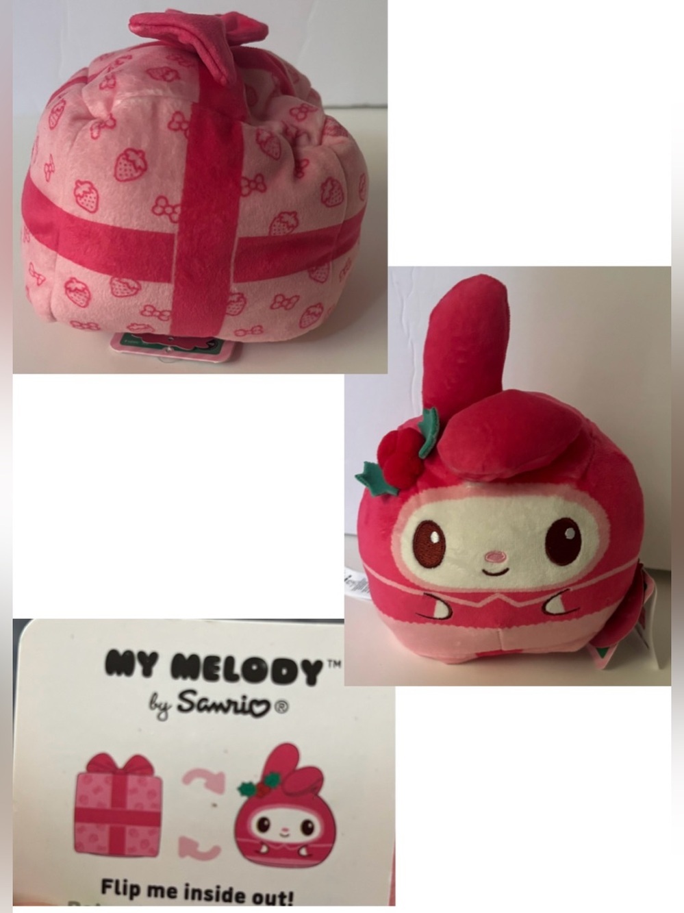 Christmas my melody by hello kitty reversible plushie NEW NWT